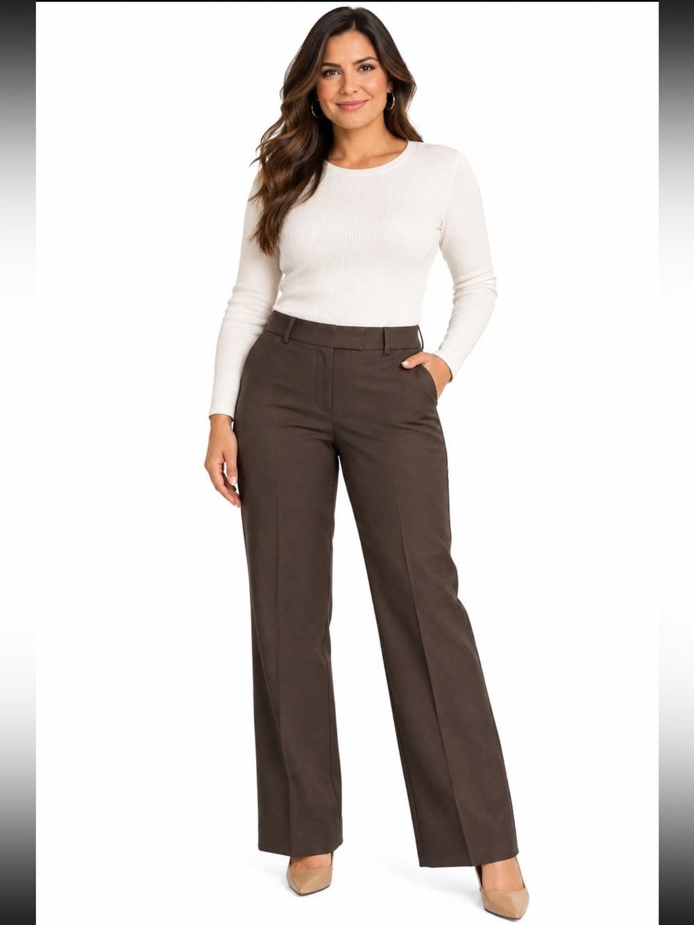 Anne Klein Suit Women’s Size 6 Brown Dress Pants Straight Leg Career Workwear